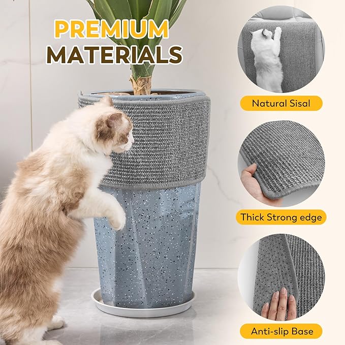 2PCS 23.6" x 15.7" Cat Scratcher Mat with Sticky Tapes, 2 Packs Sisal Cat Scratching Carpet for Indoor Cats, Horizontal Cat Scratcher for Scratching Posts, and Couch Protection(Gray, 2 Pack)