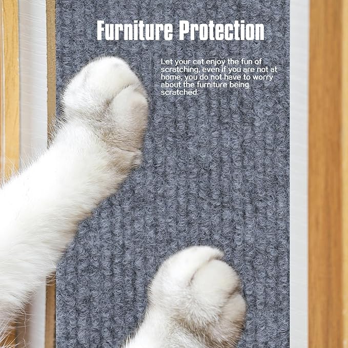 Cat Scratching Mat,Cat Scratch Furniture Protector, Trimmable Self-Adhesive Couch Protector,Carpet Replacement for Tree Shelves, Sofa and Scratching Post(40"x15.8",Light Gray)