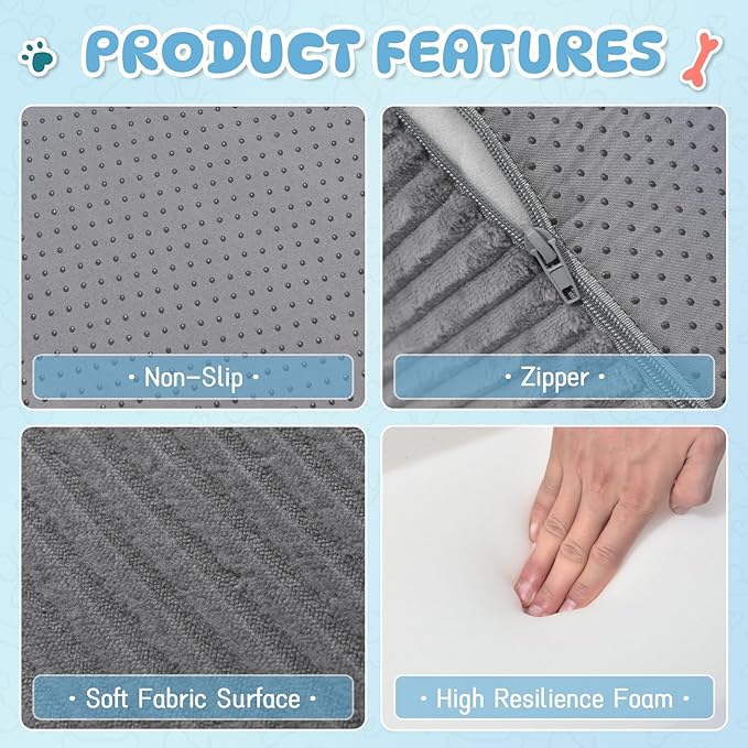 Dog Steps for Small Dog, 3-Step Pet Ramp for High Beds and Sofa, Non-Slip Pet Stairs for Small Dogs and Cats, Removable and Easy to Clean Pet Stairs, Dark Gray