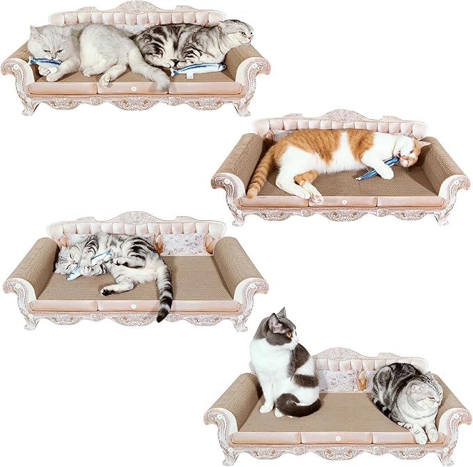 Extra Large Sofa Shaped Cat Scratcher Bed - 31.5 Inches Infinity Durable Corrugated Cardboard Cats Lounge, Modern Stylish Bed,Luxury Scratching Board Couch Scratcher,Protects Furniture