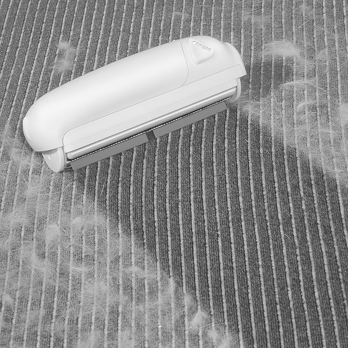 Pet Hair Remover Roller, Reusable Lint Roller for Pet Hair, Cat Dog Hair Remover for Furniture, Sofa, Carpet, Bedding, Self Clean Lint Remover-White Body Grey Silicion