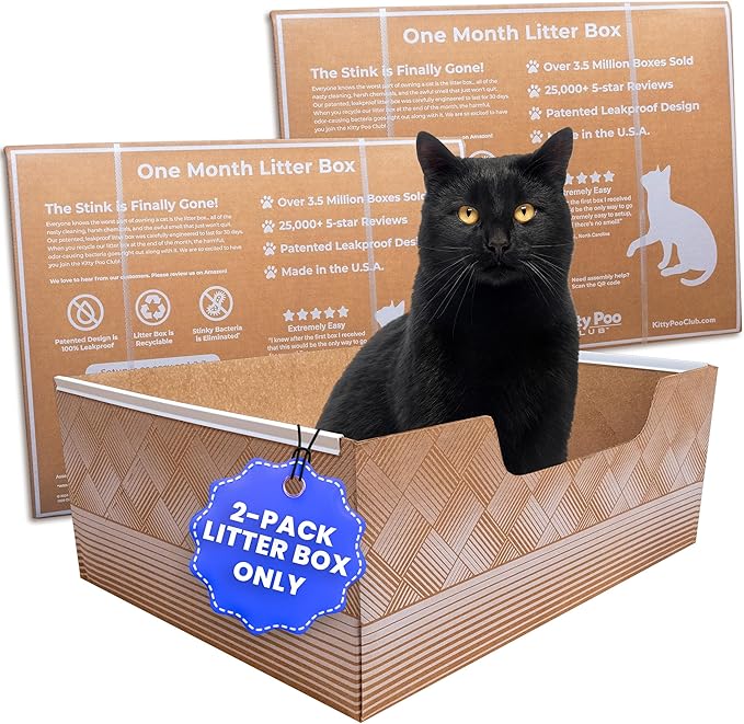 Leakproof Disposable 2-Pack Cat Litter Box Only - Made in The USA | Unmatched Odor Control | Recyclable — Kitty Poo Club