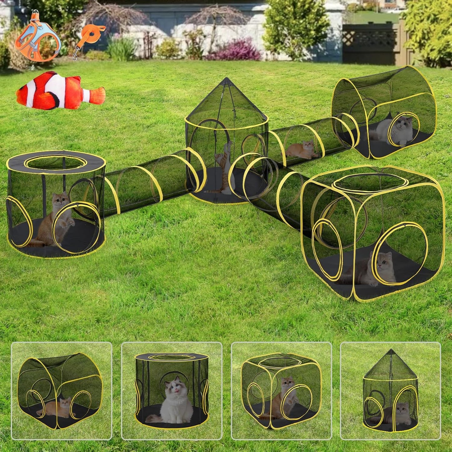 Outdoor Cat Enclosures for Indoor Cats, Outdoor Cat Tent with Tunnel for Multiple Cats, Cat Playpen for Pet Kitty Rabbits Ferrets Puppy and Other Small Animals, (Styles 6)