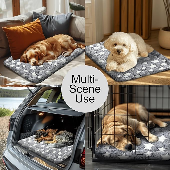 Dog Bed Mat - Comfortable Dog Kennel Pad, Multi-Purpose Dog Crate Bed & Dog Bed Mats for Dogs & Cats – Soft Dog Crate Mat & Dog Bed Crate Mat for Dog & Cat (Gray, L(35 * 23 * 1.5))