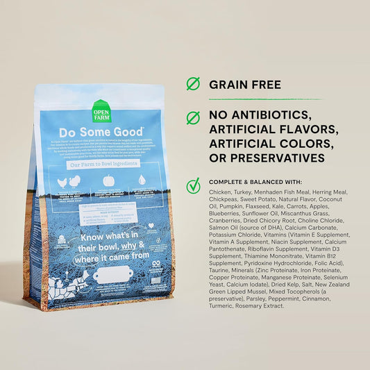 Open Farm, Grain-Free Dry Dog Food for Small Breeds, High-Protein Kibble, Sustainably & Ethically Sourced Ingredients, Non-GMO Veggies & Superfoods, Chicken & Turkey Recipe for Small Dogs, 4lb Bag