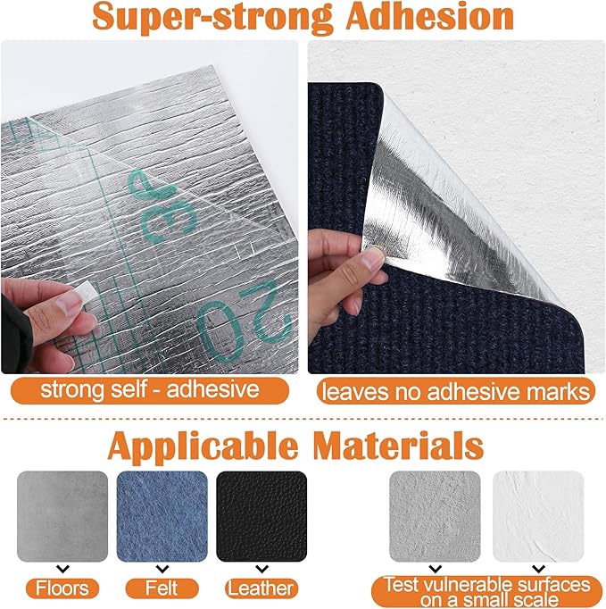 Cat Scratch Furniture Protector - 118" x 15.8" Trimmable Self-Adhesive Cats Claws Scratch Pads, DIY Cat Climbing Couch Protector for Scratch Post Cat Tree Replacement Indoor (Dark Blue)