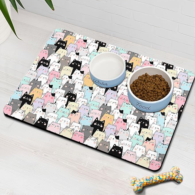 Pet Feeding Mat for Floors Waterproof Dog Mat for Food and Water Absorbent Quick Dry Non Slip mat for Cat Bowls
