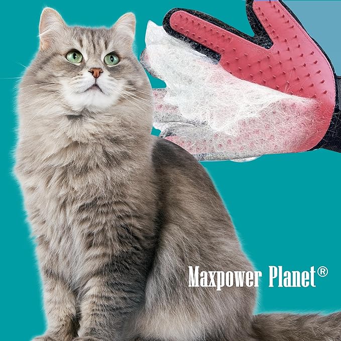 Maxpower Planet Pet Grooming Gloves for Dogs and Cats - Grooming Mitt for Dogs -Cat Gloves - Hair Removal Bruh - All Hair Types