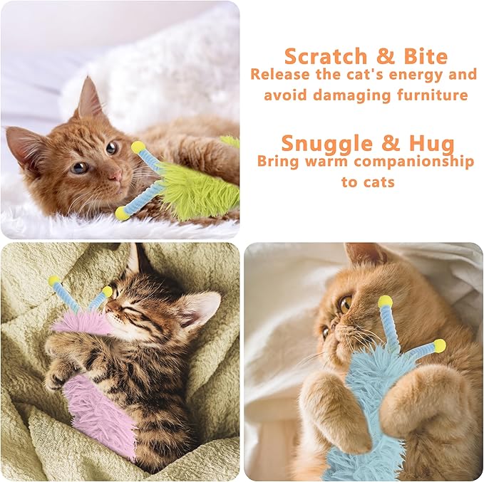 3 Pack Catnip Pillows - Soft and Durable Cat Toys With Antennae, Rich Color, Indoor Interactive Kicker, Companion for Cats (Antenna Green Set)