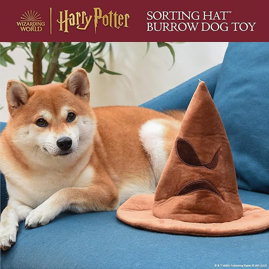 Harry Potter House Sorting Hat Burrow Pet Toy | Dog Toy Sorting Hat with House Plush Removable Parts | Sorting Hat Burrow Toy for Dogs | Crinkle Dog Toy, Dog Chew Toys