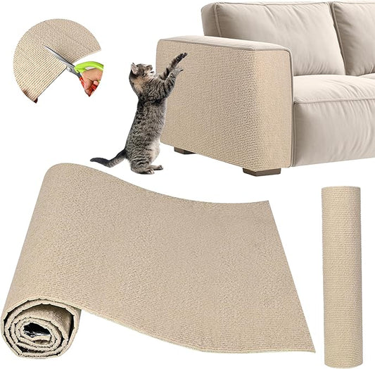 Cat Scratch Furniture Protector,Couch Protector from Cat Claws,Couch Cover for Cats,Adhesive Cuttable Kitten Scratch for DIY Climbing,Suitable for Sofa,Wall,Door,Table Legs (Khaki, 39.3x15.7in)