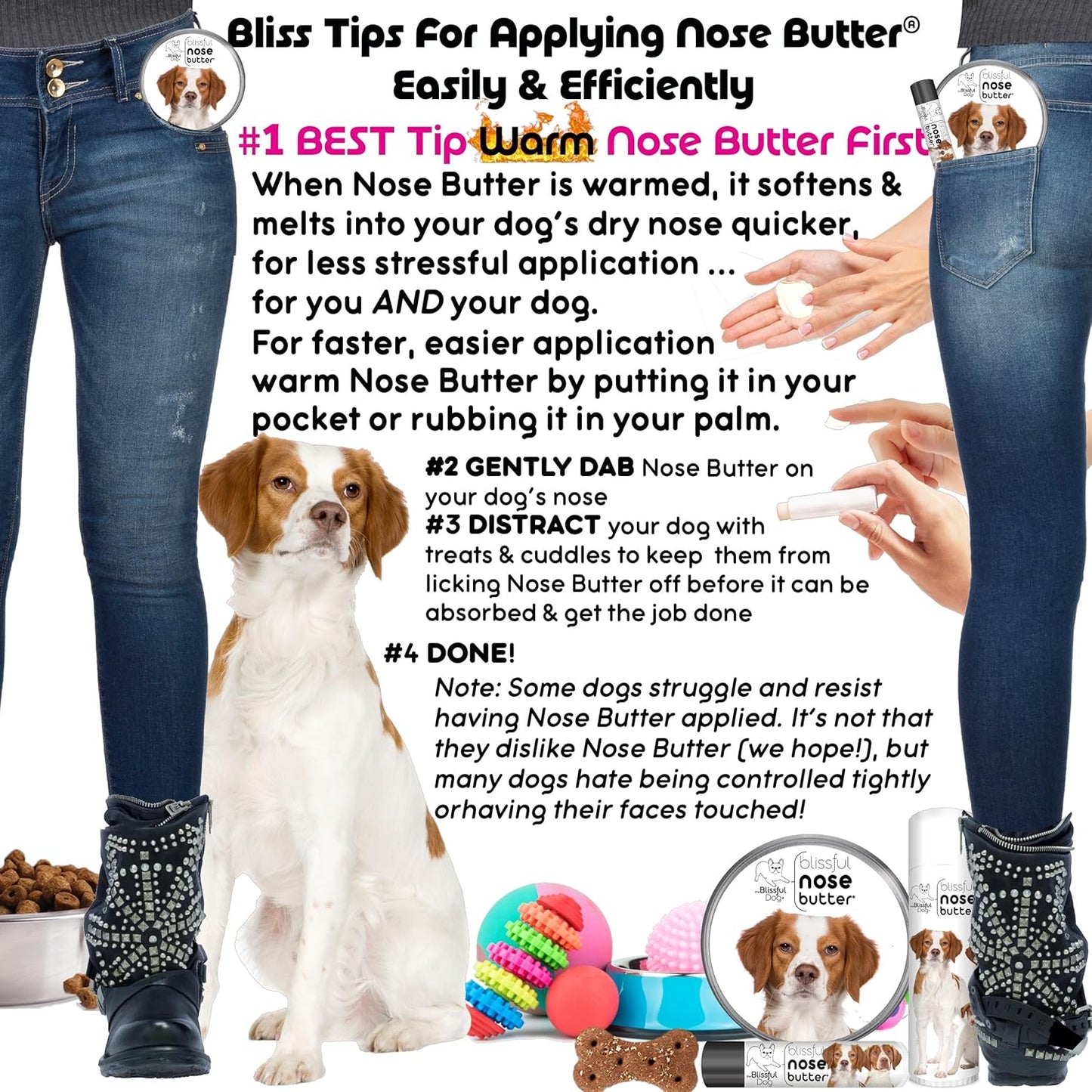 The Blissful Dog Brittany Spaniel Nose Butter for Dry, Cracked Skin, Lick-Safe Dog Nose Balm with Moisturizing Shea Butter, Almond, Olive, and Essential Oils, Pet Supplies, Uncented, 0.15 oz.