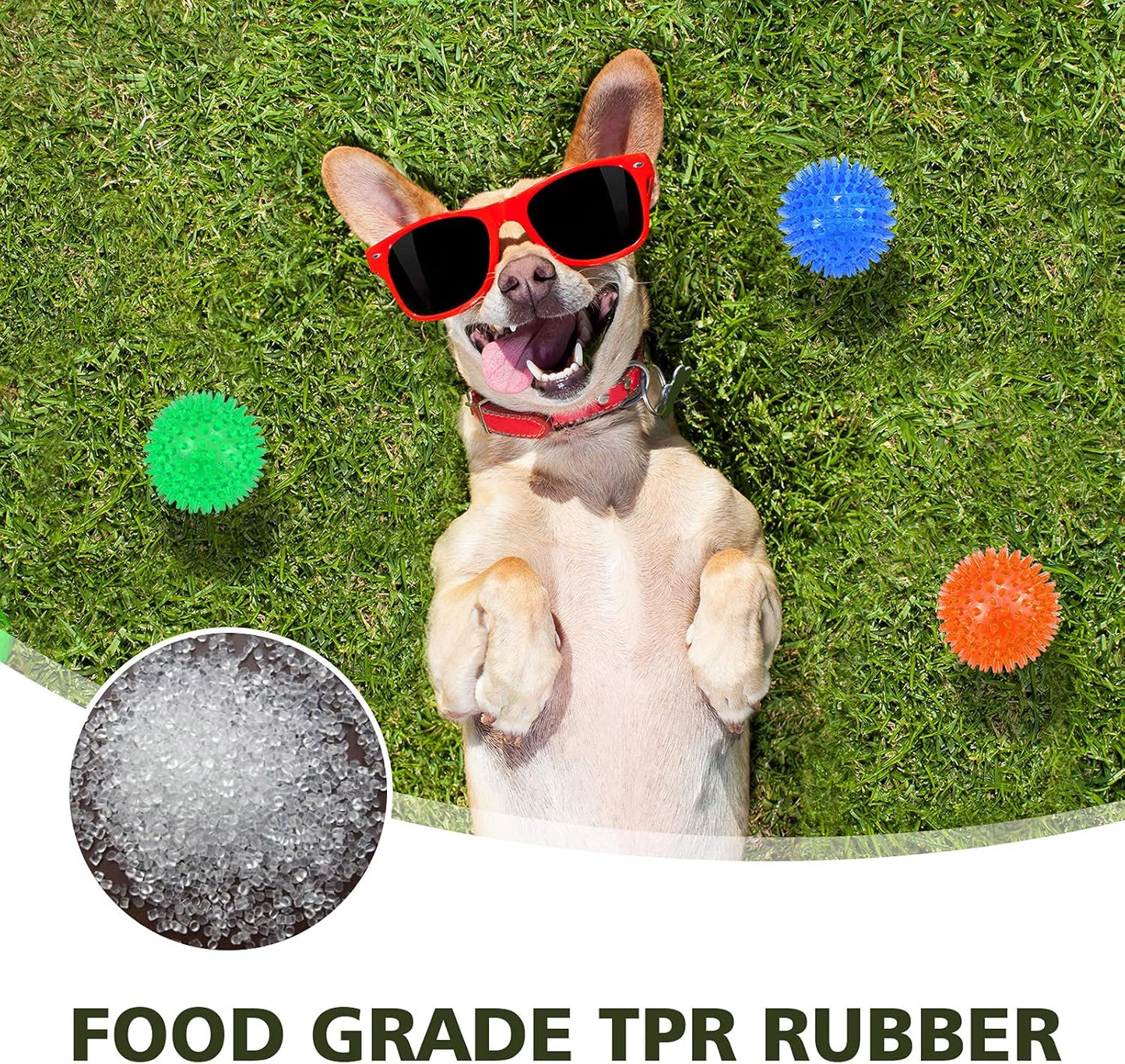 Petizer 3-Pack 3.5" Squeaky Dog Toy Balls - Floating Pool Balls, Spiky Interactive Fetch Toys for Puppy, Chew Toys - Safe, BPA Free