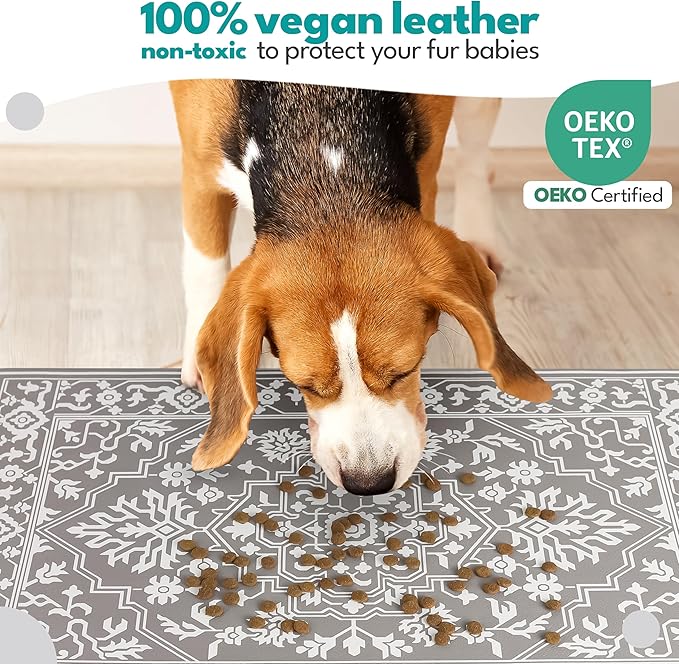 NALALAS Large Dog Mat for Food and Water, Cat Feeding Mat | Large Waterproof Dog Bowl Mat | Non-Slip Pet Food Mat for Floors | Pet Mats for Food and Water | Easy to Clean