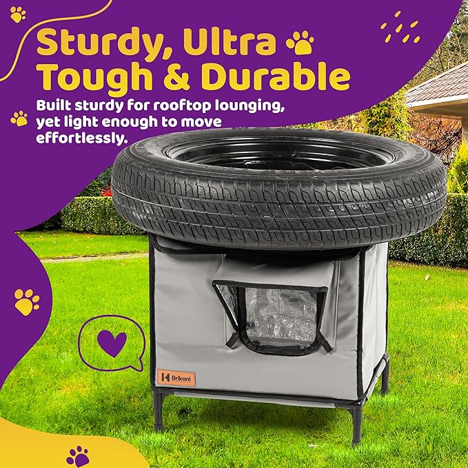 Indoor and Outdoor Cat House - Weatherproof Cat Shelter - Insulated - Elevated House with Plush Cushion - Waterproof Feral Cat House