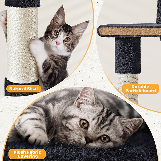 Yaheetech 54in Cat Tree Cat Tower as Activity Center, Indoor Cats and Kittens Playing House with Funny Hammock Basket Scratching Post