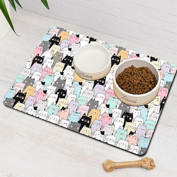Pet Feeding Mat for Floors Waterproof Dog Mat for Food and Water Absorbent Quick Dry Non Slip mat for Cat Bowls