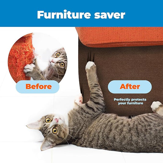 Best Pet Supplies Catify Peel & Stick Cat Scratching Mat – Self-Adhesive, Trimmable Cat Scratch Pad Cover - Carpet, Sofa, Furniture Protector – Replaceable Adhesive Stickers - Brown & 39.4 x 15.8