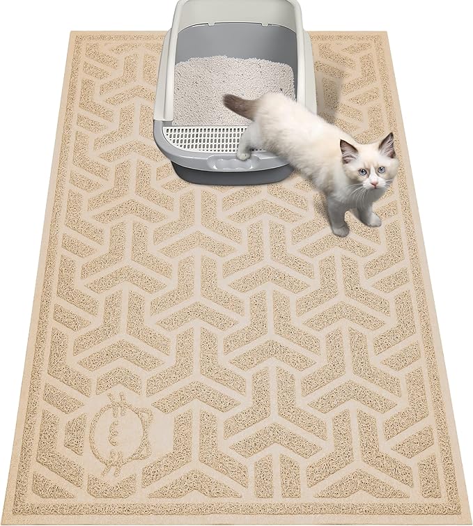 UPSKY Cat Litter Mat, Litter Trapping Mat Soft on Kitty Paws, Large Litter Box Mat 35" x 24" Scatter Control for Indoor Cats Waterproof and Extra Large Pretty Litters Carpet