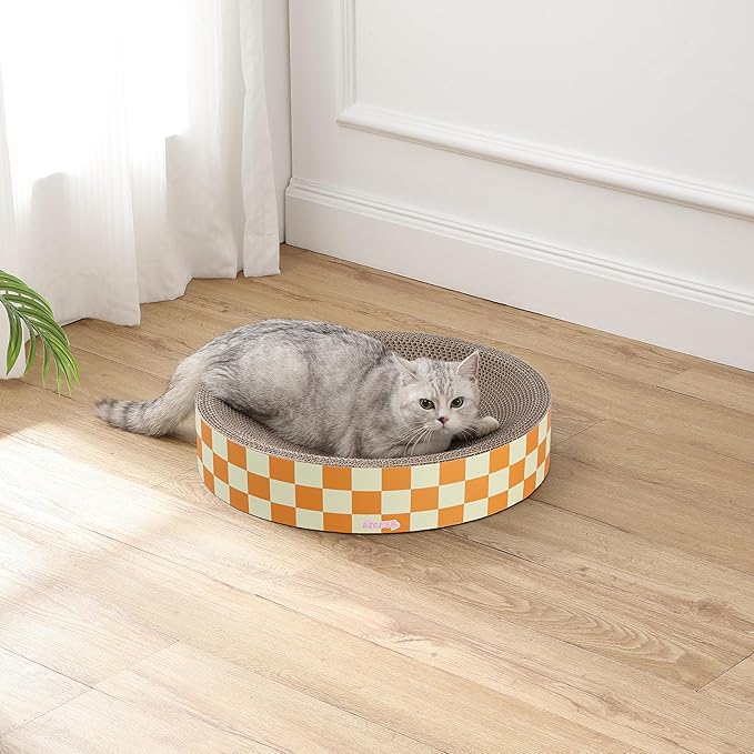 CSR1010G Nelson 20.13" Modern Cardboard Round Bowl Cat Scratcher with Catnip, Citrus