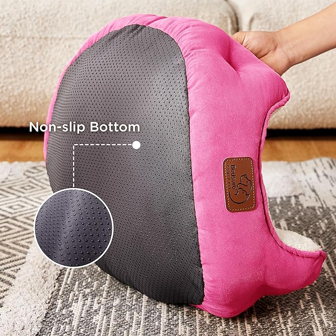 Bedsure Dog Beds for Small Dogs - Round Cat Beds for Indoor Cats, Washable Pet Bed for Puppy and Kitten with Slip-Resistant Bottom, 20 Inches, Sachet Pink