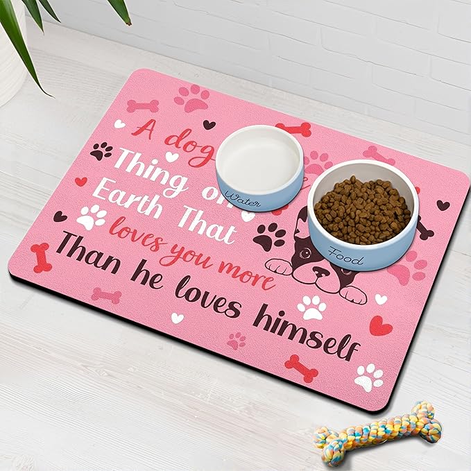 Pet Feeding Mat for Floors Waterproof Dog Mat for Food and Water Absorbent Quick Dry Non Slip mat for Cat Bowls