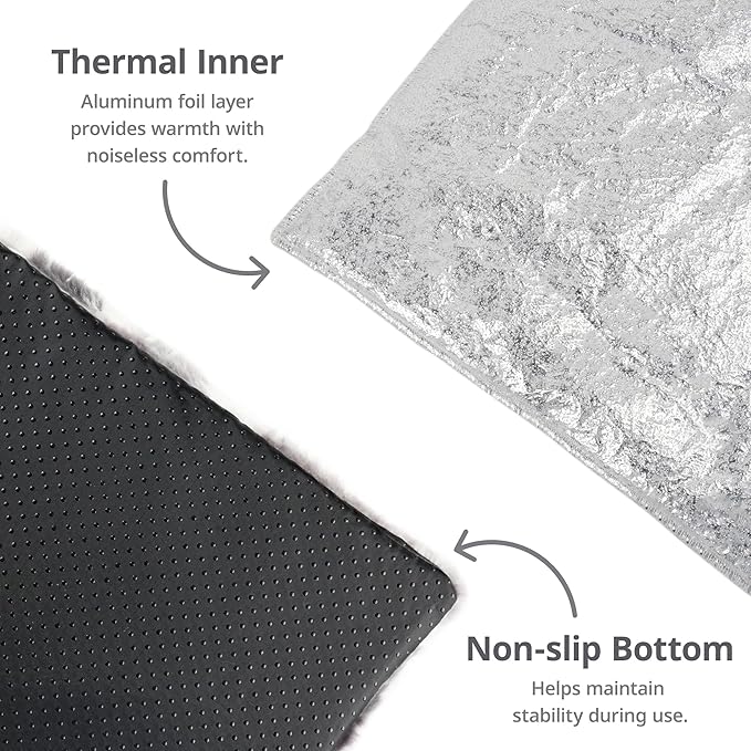 Self Warming Cat Bed, 24" x 18" Ultra Soft Cat Dog Pet Heating Pad for Indoor Outdoor, Non-Slip Heated Dog Mat Thermal Blanket