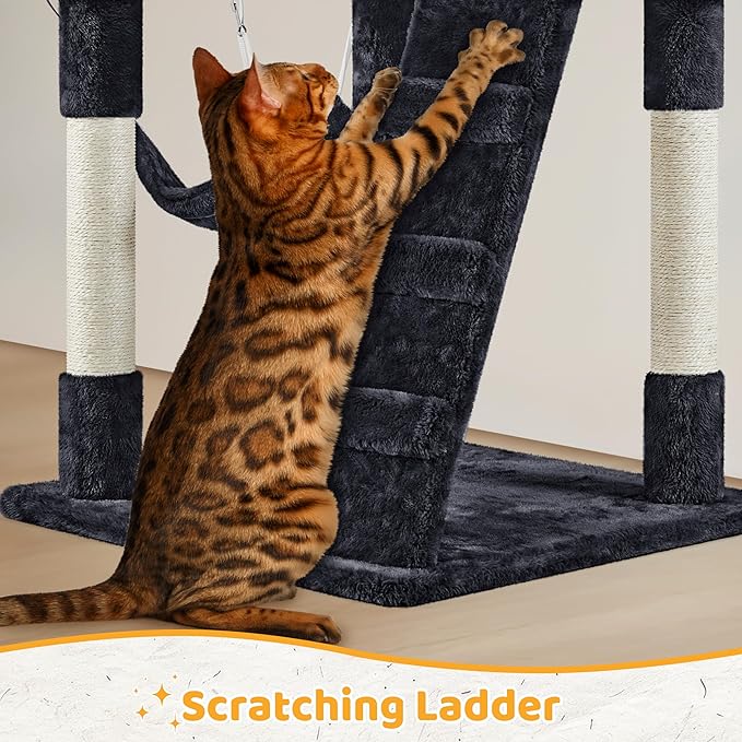 Yaheetech 54in Cat Tree Cat Tower as Activity Center, Indoor Cats and Kittens Playing House with Funny Hammock Basket Scratching Post