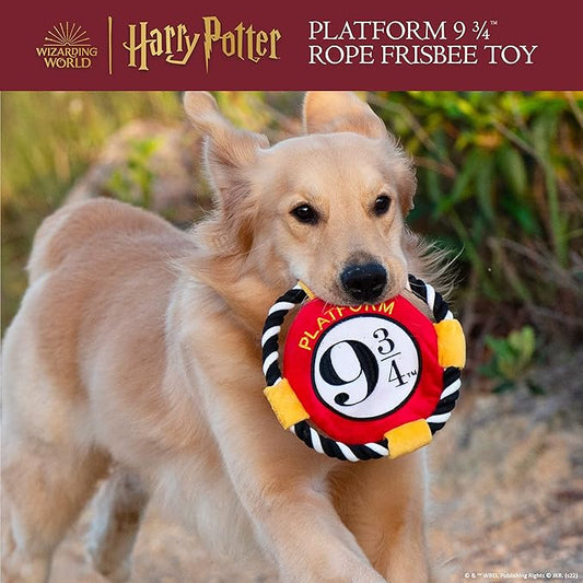 Harry Potter 9 3/4 Platform Frisbee Pet Toy in Themed Design - Plush Rope Dog Toys for Pets - Accessories for Hogwarts Houses