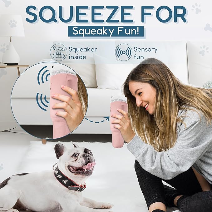 Pup Cup Tumbler Dog Toy – Birthday Dog Toy, Funny Squeaky Plush Puppy Gift, Cute Birthday Present (Pink Peach Dust)