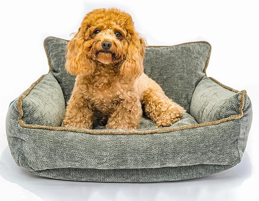 Orthopedic Dog Bed for Small Dogs - Washable Pet Bed with Removable Side Bolsters, Non-Slip Durable, Plush Cat Sofa for Comfort - Soft Supportive Small Dog Sofa (Dark Grey)