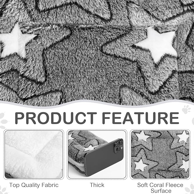 Haull 4 Pcs Waterproof Guinea Pig Bedding Winter Guinea Pig Bed Plush Cage Liners Soft Dog Cat Mat Reversible Winter Cozy Animal Pee Pad Hamster Bed Mat for Bunny(Gray Star,13 x 10 Inch)