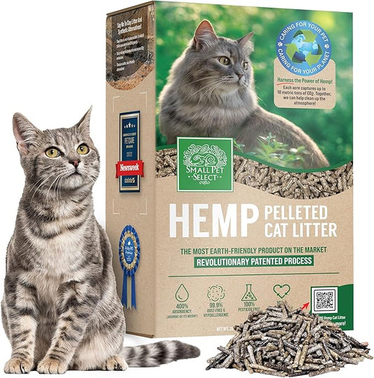 Small Pet Select - Hemp Pelleted Cat Litter, Non-Clumping, Biodegradable Kitty Litter, Eco Friendly Odor Control for a Fresh Litter Box, 20 lb