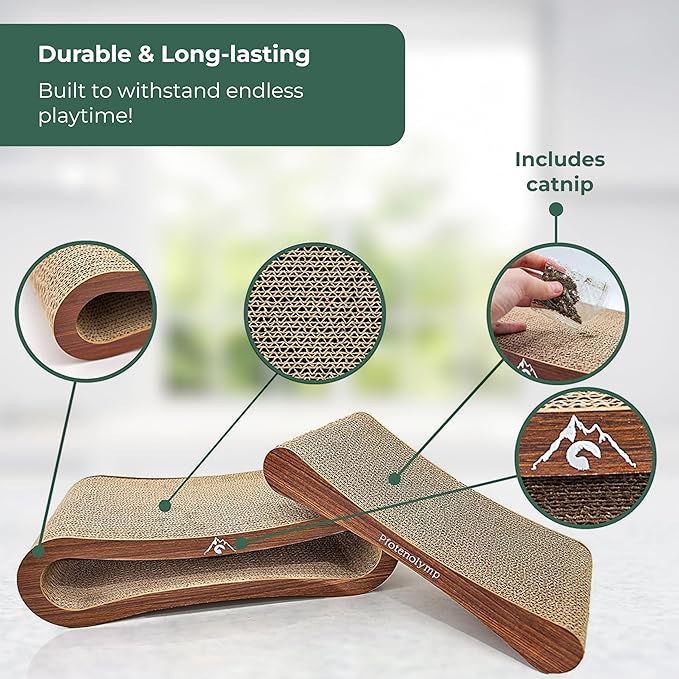 Premium Scratching Board/Scratch Lounge for Cats - Scratcher/Cat Scratching Pad - with Corrugated Board & Catnip - Cardboard Scratching Board