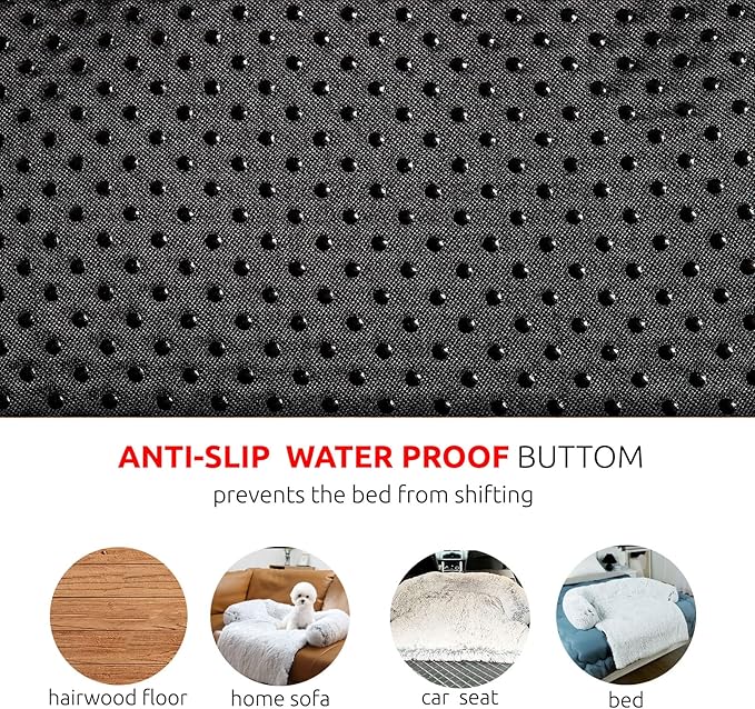 HACHIKITTY Calming Pet Sofa Bed Mat, Washable Plush Couch Cover, Furniture Protector Mat for Dogs and Cats, Fluffy Dog Couch Bed with Anti-Slip Bottom (40"x 38"x 6", Camel)