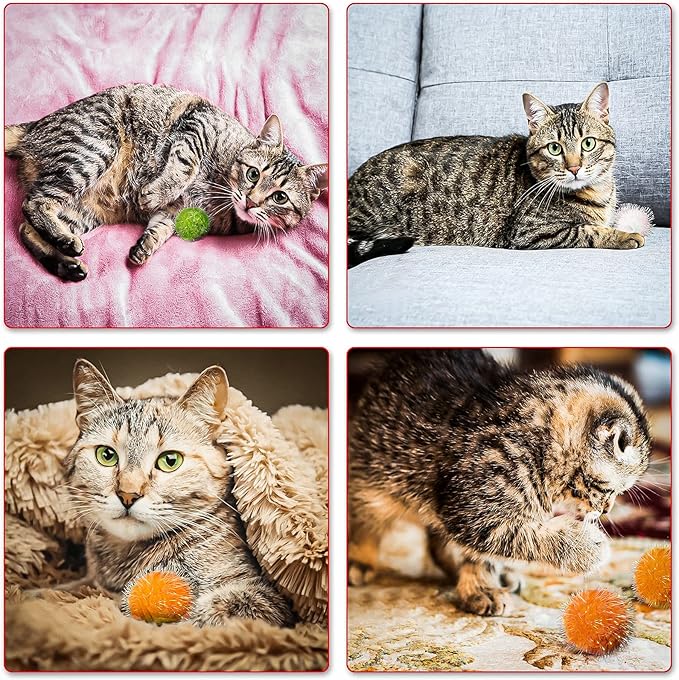 VAPKER 30 Pcs Cat Ball Toys Sparkle Balls Extra Large 2 Inch Cat's Favorite Chase Glitter Ball Glitter Tinsel Pom Poms Balls Light Blue Color