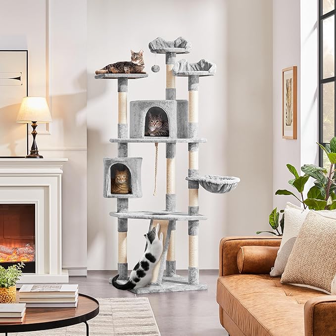 Yaheetech 79 inches Cat Tree Multi-Level Cat Tower with Scratching Post Indoor Cat Condo Pet Stand Play House Furniture Kitten Kitty Activity Center