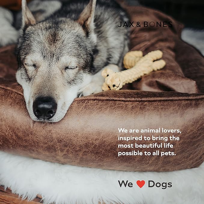 Jax & Bones Dog Napper - Machine Washable Shag Bed for Dogs - Extra Heavy Duty Bolstered Sides - Small White Dog Mat | 24 x 21 Inches