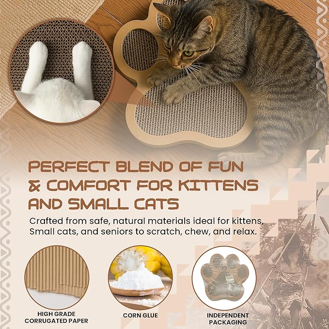 Paw-Shaped Cat Scratcher | Reversible Cardboard Kitty Scratcher | Cat Scratching Board for Indoor Cats | cat Scratcher Cardboard for Small & Medium Cats & Kittens | Cat Toy (Medium)