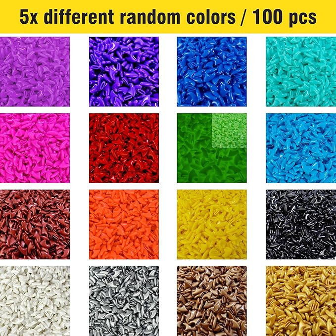 zetpo Cat Nail Caps | Cat Claw Covers | with Adhesives and Applicators (M, 5X Solid Random Colors | 100 pcs)
