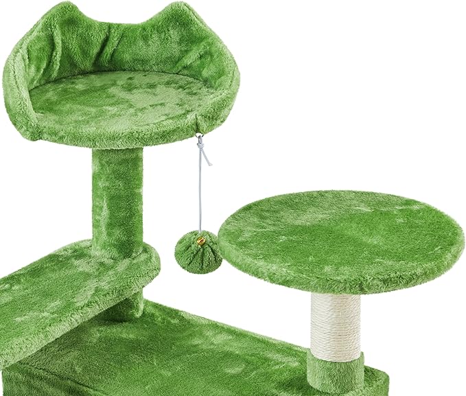 Topeakmart Cat Tree, 57in Cat Tree Tower for Indoor Cats with Basket Top Perches Sisal Scratching Board and Dalling Ball, Cat Activity Center for Kittens