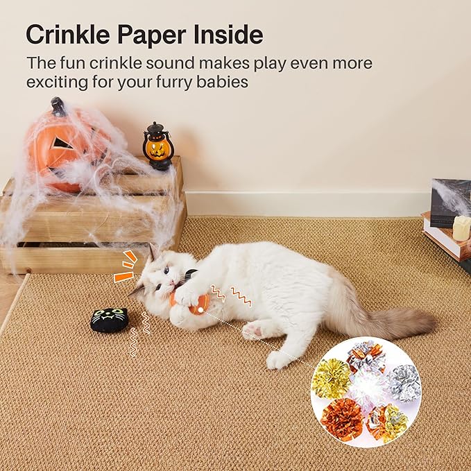 Potaroma 4 Pcs Cat Toys with Catnip Crinkle Sound, Glow in The Dark, Interactive Indoor Kitten Kicker Exercise Toys 4.0 Inches for All Breeds