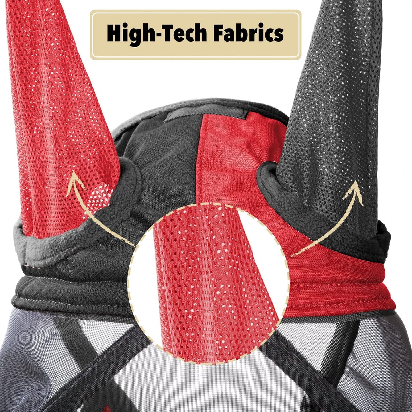 Harrison Howard Pro Luminous Horse Fly Mask Standard with Ears UV Protection for Horse Scarlet Red/Black XL Extra Full Size