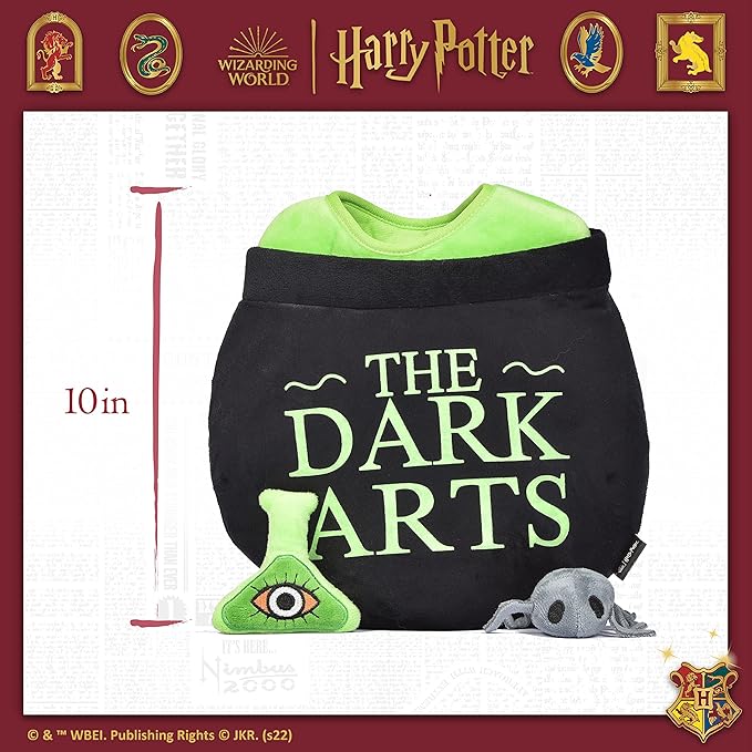 Harry Potter 10" Dark Arts Potion Burrow Toy Dog Toy Dark Arts Cauldron with Plush Removable Parts Dark Arts Cauldron, Potion, and Spider Toys for Dogs