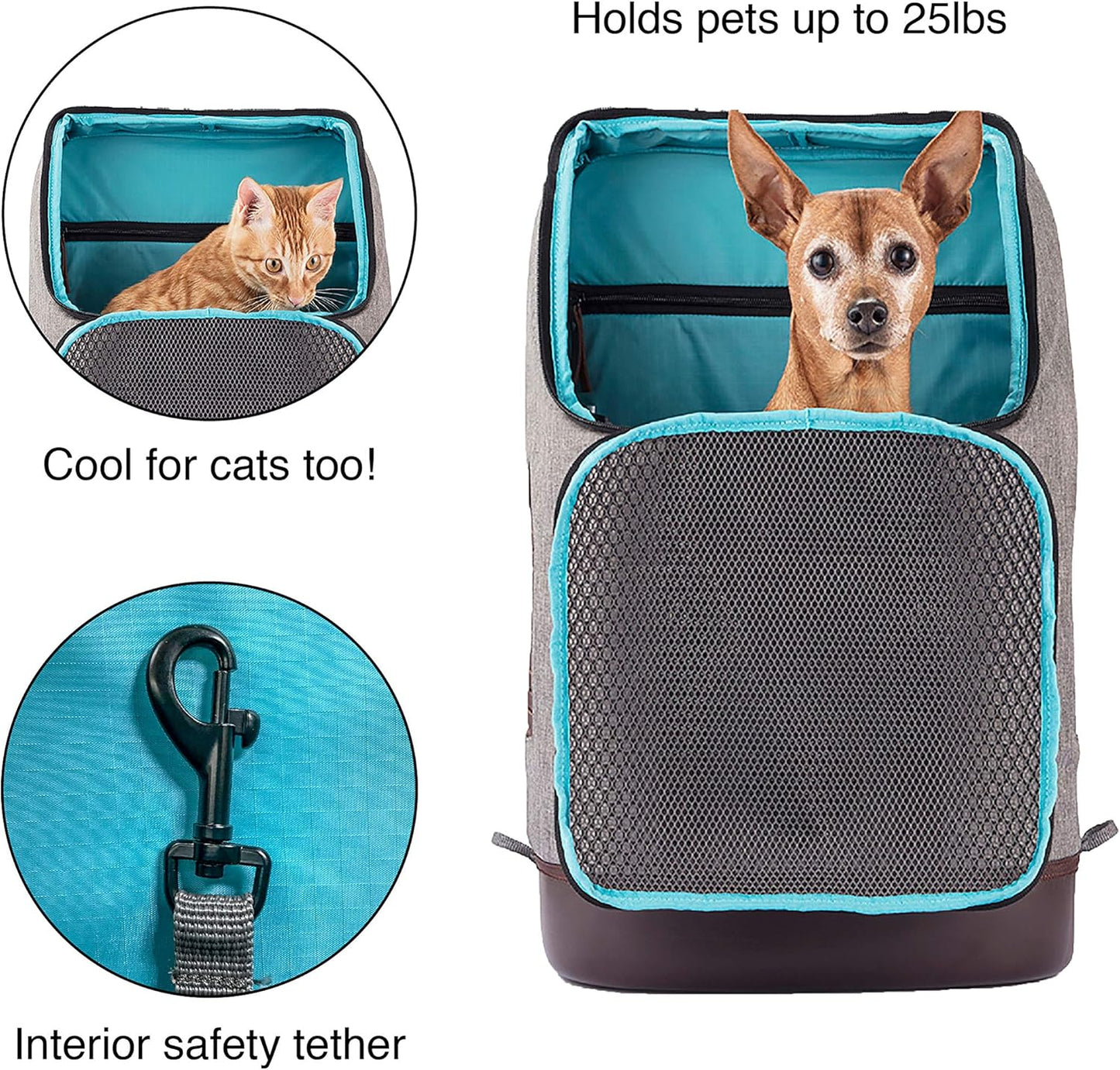 Kurgo Dog Carrier Backpack for Small Pets - Dogs & Cats | Cat | Hiking or Travel | Waterproof Bottom | K9 Ruck Sack (Heather Black)