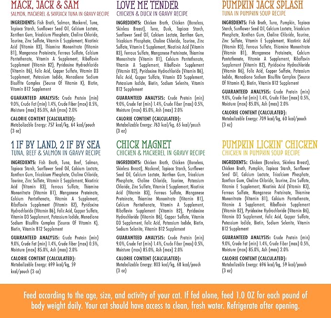 Weruva Cats in the Kitchen, Pantry Party Pouch Variety Pack in Gravy Cat Food, 3oz Pouch (Pack of 12)