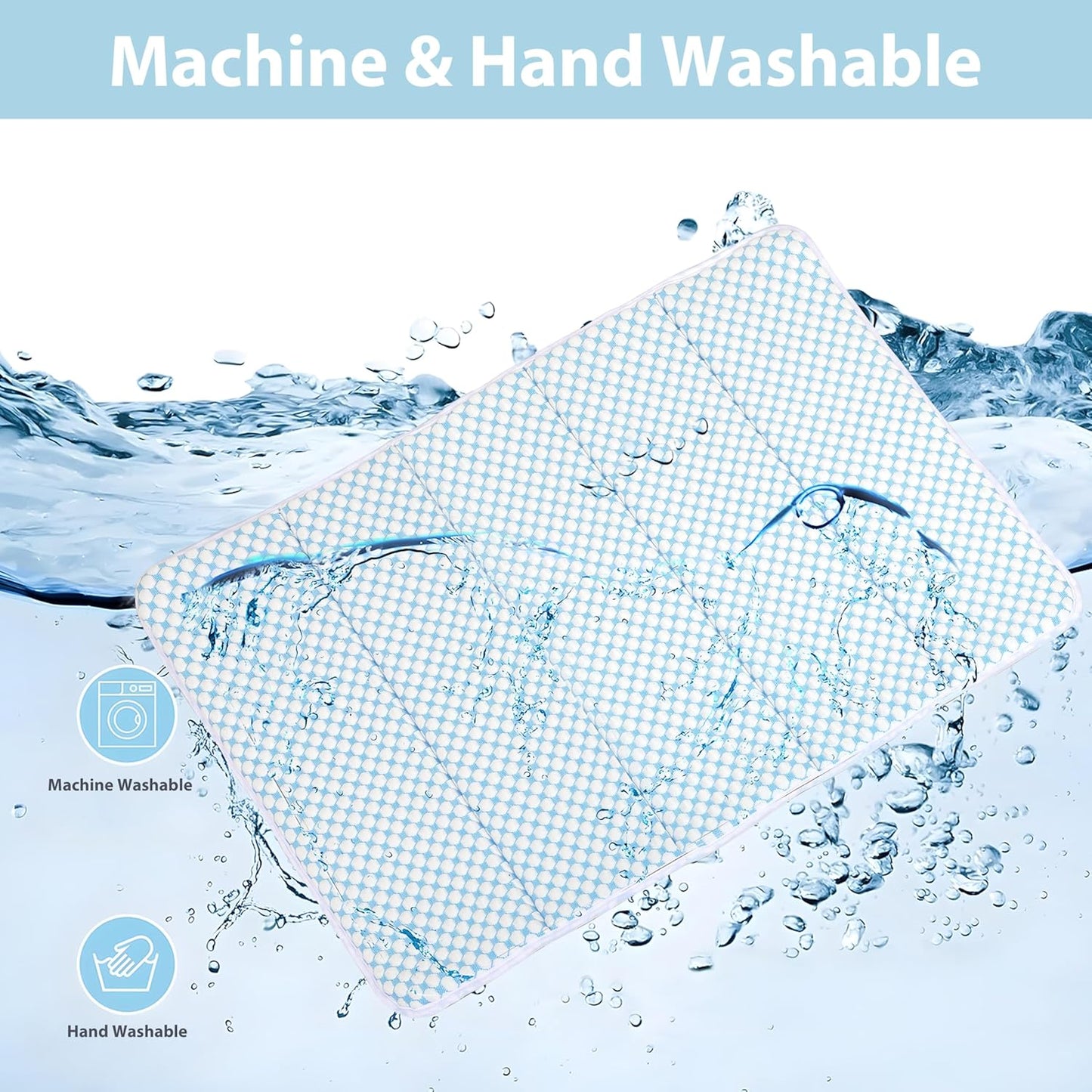 Dog Cooling Mat for Large Dogs - 41x27 Orthopedic Memory Foam Pet Pad for Summer, QMAX>0.5, Washable Premium Comfort Crate Pad for Your Furry Companion, Blue