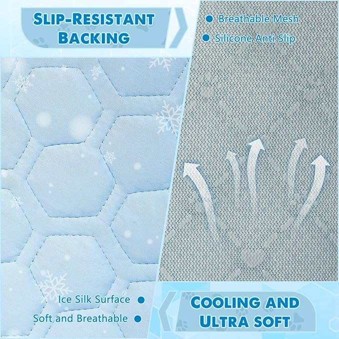 Upgrade Self-Cooling Mat for Dogs & Cats - Washable Pet Cooling Pad, Foldable Dog Cooling Mat Pet Cool Blanket for Indoor or Outdoor