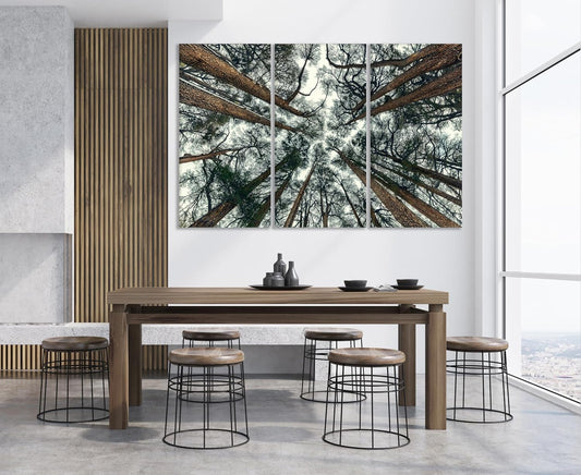 Nature Wall Art Prints - Ocean Forest Mountain Lake Canvas Landscapes - Small to Extra Large Living Room Bedroom Kitchen Bathroom Décor (Trees and Sky, 31L" x 47W" - 3 Panels)