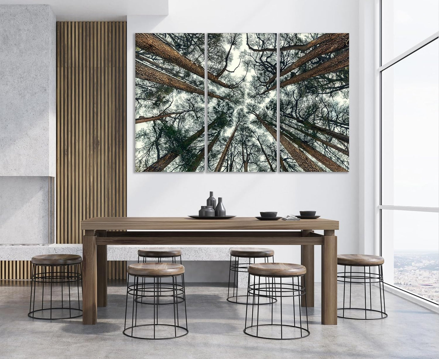 Nature Wall Art Prints - Ocean Forest Mountain Lake Canvas Landscapes - Small to Extra Large Living Room Bedroom Kitchen Bathroom Décor (Trees and Sky, 35L" x 53W" - 3 Panels)